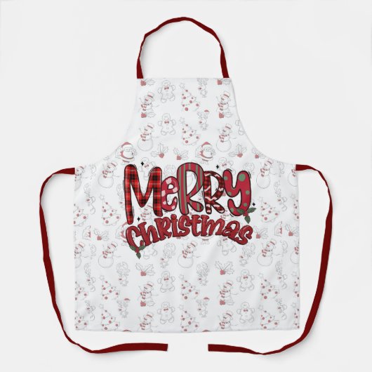 Merry Christmas Text on Christmas Background Schort (Voorkant)