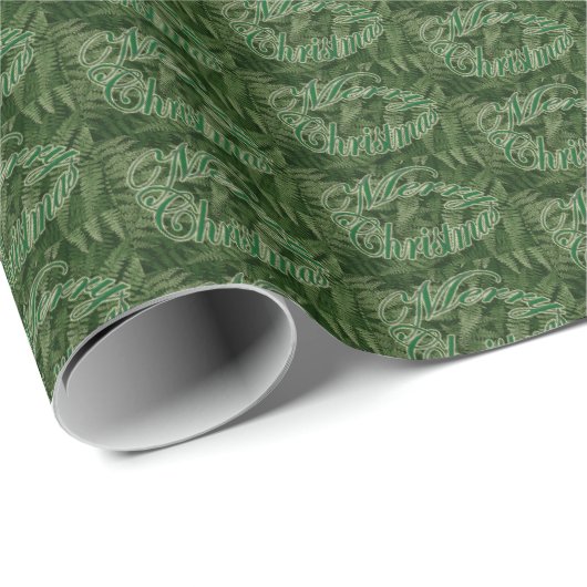 Merry Christmas Text on Green Wrapping Paper Cadeaupapier (Rol Hoek)