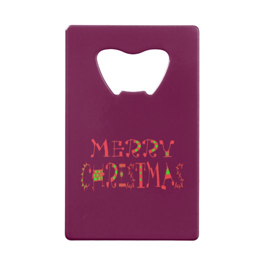 Merry Christmas Text Pattern Design: feestelijke k Creditkaart Flessenopener (Achterkant)