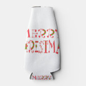 Merry Christmas Text Pattern Design: feestelijke k Flesjeskoeler (Voorkant)