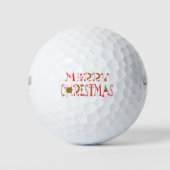 Merry Christmas Text Pattern Design: feestelijke k Golfballen (Voorkant)