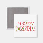 Merry Christmas Text Pattern Design: feestelijke k Magneet (Voorkant / Achterkant)