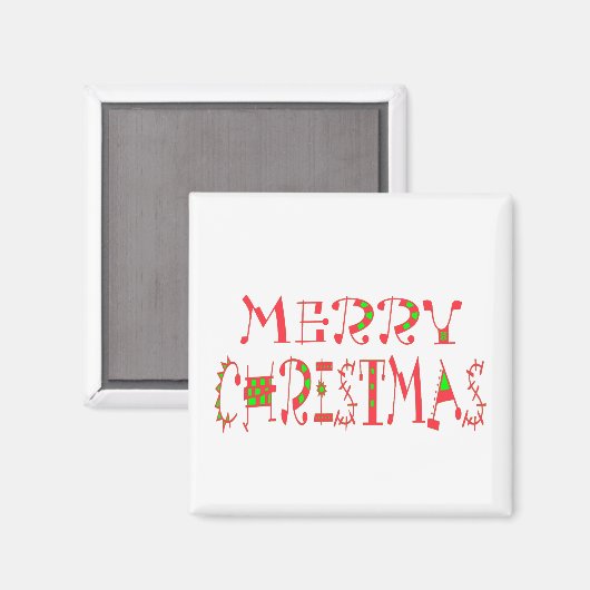 Merry Christmas Text Pattern Design: feestelijke k Magneet (Voorkant / Achterkant)