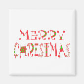 Merry Christmas Text Pattern Design: feestelijke k Magneet (Voorkant)