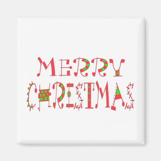 Merry Christmas Text Pattern Design: feestelijke k Magneet (Voorkant)