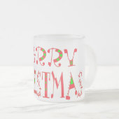 Merry Christmas Text Pattern Design: feestelijke k Matglas Koffiemok (Voorkant rechts)