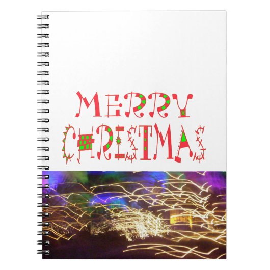 Merry Christmas Text Pattern Design: feestelijke k Notitieboek (Voorkant)