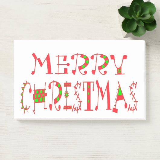 Merry Christmas Text Pattern Design: feestelijke k Post-it® Notes (Kantoor)