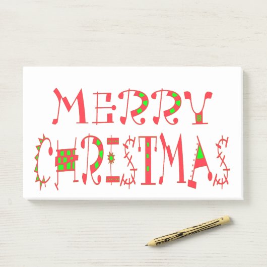 Merry Christmas Text Pattern Design: feestelijke k Post-it® Notes (Op bureau)