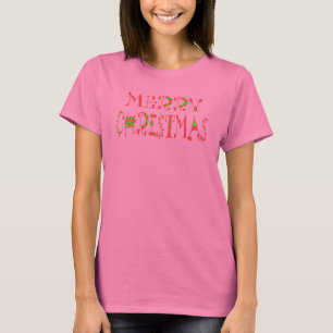 Merry Christmas Text Pattern Design: feestelijke k T-shirt