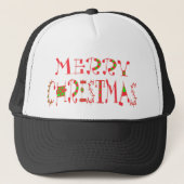 Merry Christmas Text Pattern Design: feestelijke k Trucker Pet (Voorkant)