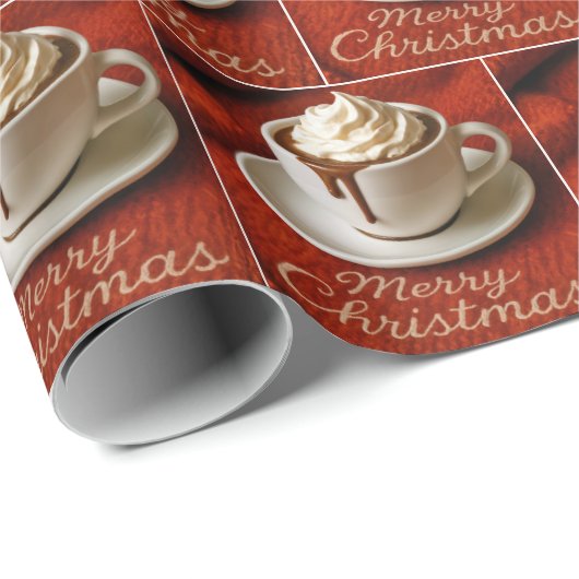 Merry Christmas Text With Hot Chocolate Drink Cadeaupapier (Rol Hoek)