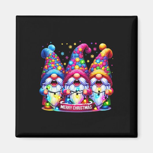 Merry Christmas Three Gnomes Xmas Familie Mannen V Magneet (Voorkant)