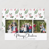 Merry Christmas Three Image Flat Holiday Card Feestdagenkaart (Voorkant / Achterkant)