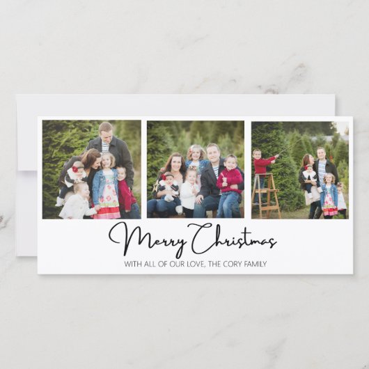 Merry Christmas Three Image Flat Holiday Card Feestdagenkaart (Voorkant)