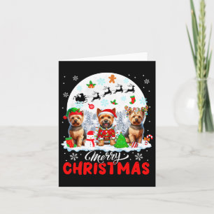 Merry Christmas Three Santa Elf Reindeer Norwich T Kaart