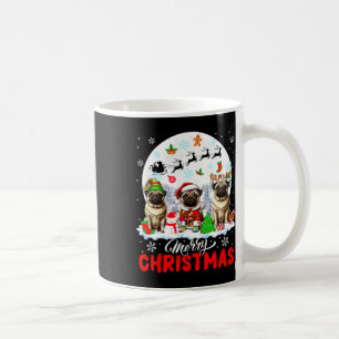 Merry Christmas Three Santa Elf Reindeer Pugs Owne Koffiemok