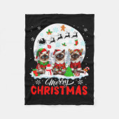 Merry Christmas Three Santa Elf Reindeer Siamese C Fleece Deken (Voorkant)