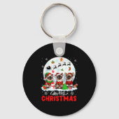 Merry Christmas Three Santa Elf Reindeer Siamese C Sleutelhanger (Voorkant)