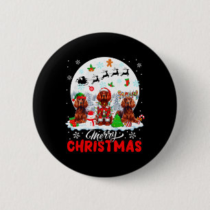 Merry Christmas Three Santa Elf Rendier Ierse Set Ronde Button 5,7 Cm