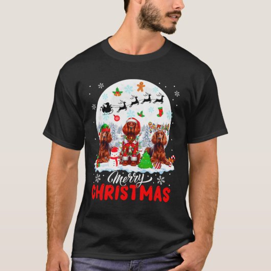 Merry Christmas Three Santa Elf Rendier Ierse Set T-shirt (Voorkant)