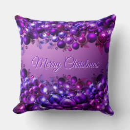 Merry Christmas Throw Pillow in Royal Purple Decor Kussen