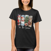 Merry Christmas Tis The Season Santa Snowman Tree  T-shirt (Voorkant)
