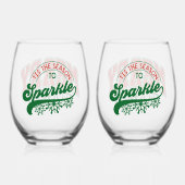 Merry Christmas 'Tis the Season to Sparkle Wijnglas Zonder Voet (Achterkant)