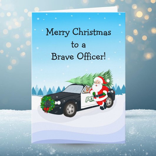 Merry Christmas to a Brave Police Office Santa Kaart