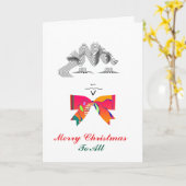 Merry Christmas To All Lady Caricature Kaart (Gele Bloem)