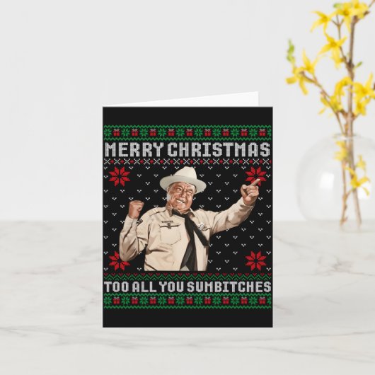 Merry Christmas To All You Sumes Ugly Sweater Vint Kaart (Gele Bloem)