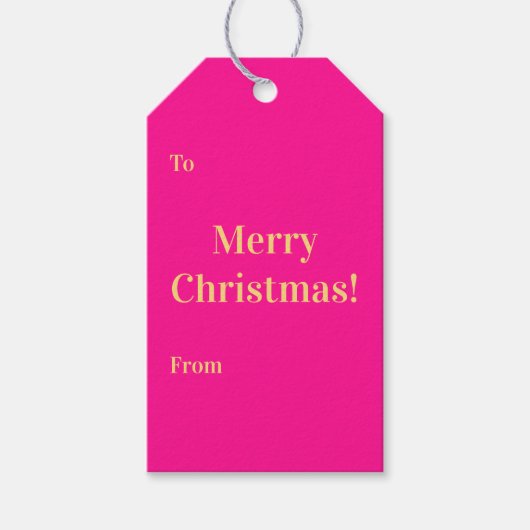 Merry Christmas To From Hot Pink Gold Cadeaulabel (Voorkant)