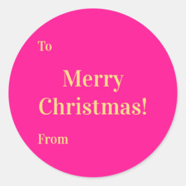 Merry Christmas To From Hot Pink Gold Ronde Sticker