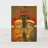 Merry Christmas – Toasting Cats Under the Tree   Kaart (Voorkant)