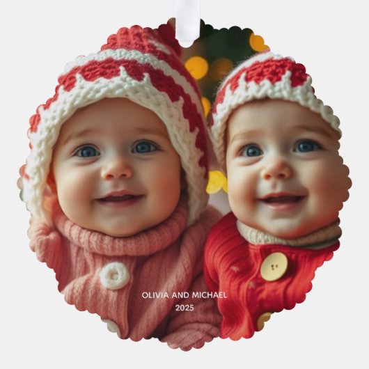 Merry Christmas Toevoegen Foto Papier Ornament Kaa (Achterkant)