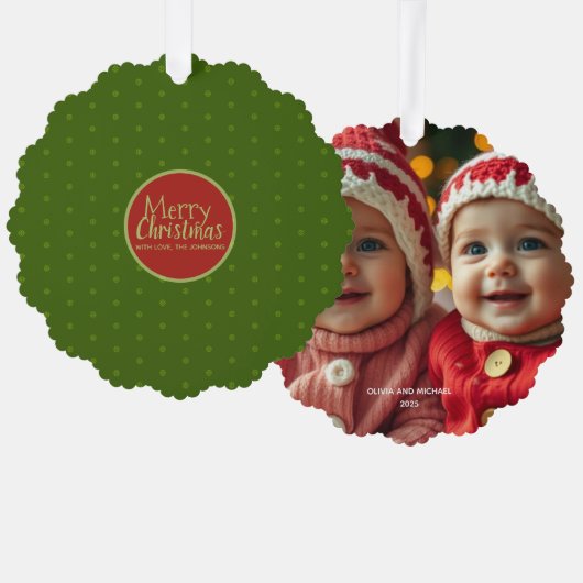 Merry Christmas Toevoegen Foto Papier Ornament Kaa (Voorkant / Achterkant)