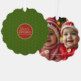 Merry Christmas Toevoegen Foto Papier Ornament Kaa Kaart