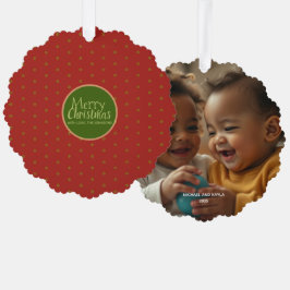 Merry Christmas Toevoegen Foto Papier Ornament Kaa Kaart