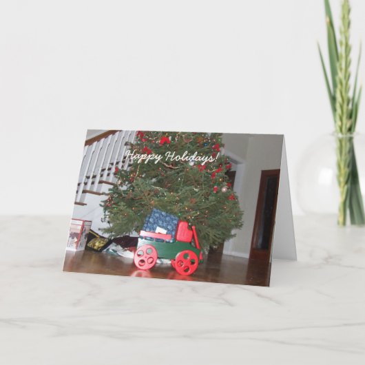 Merry Christmas Toy Wagon Card Feestdagen Kaart (Voorkant)