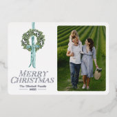 Merry Christmas Traditional  krans lint Folie Feestdagenkaart (Voorkant)