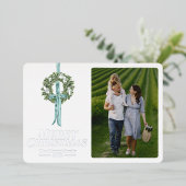 Merry Christmas Traditional  krans lint Folie Feestdagenkaart (Staand Voorkant)