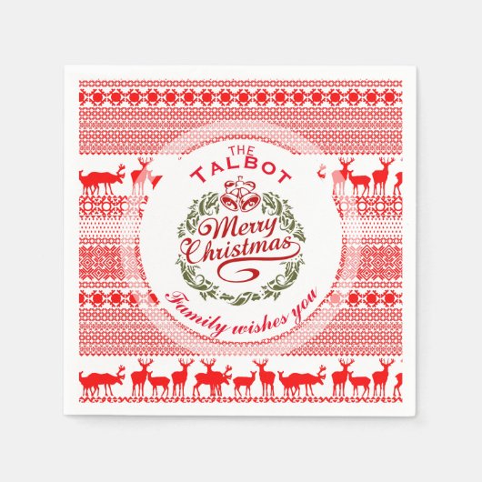 MERRY CHRISTMAS Traditional personalized P Napkin Servet (Voorkant)