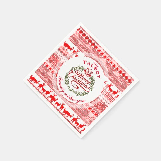 MERRY CHRISTMAS Traditional personalized P Napkin Servet (Hoek)
