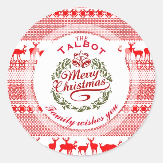 MERRY CHRISTMAS Traditional personalized Round S Ronde Sticker (Voorkant)