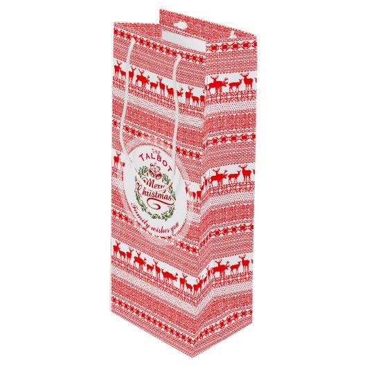 MERRY CHRISTMAS Traditioneel gepersonaliseerd wijn Wijn Cadeautas (Voorkant Gekanteld)