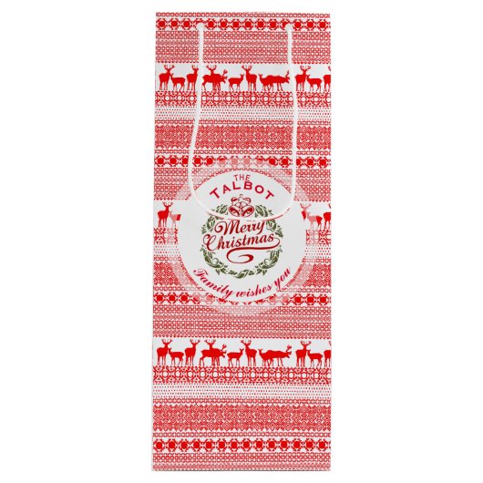 MERRY CHRISTMAS Traditioneel gepersonaliseerd wijn Wijn Cadeautas (Voorkant)