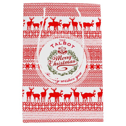 MERRY CHRISTMAS Traditionele gepersonaliseerde Gif Medium Cadeauzakje (Voorkant)