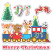 Merry Christmas Train Custom-Cut Vinyl Stickers (Voorkant)