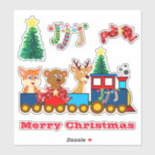 Merry Christmas Train Custom-Cut Vinyl Stickers (Vel)