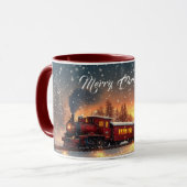 Merry Christmas Train Snowflakes Bright Lights Mok (Voorkant links)